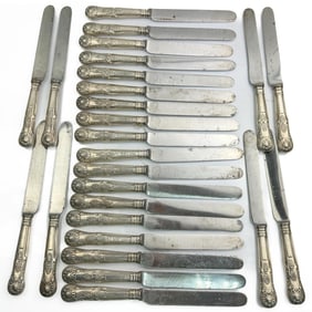 26 English George III Sterling Silver Knives 1830