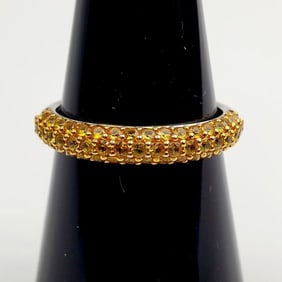 14K White Gold and Yellow Sapphires Band Ring