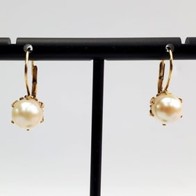 Pair of 14K Gold and Pearl Earrings