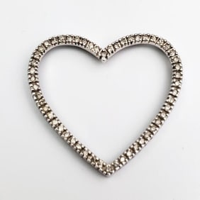 14K White Gold and Diamonds Heart Shaped Pendant