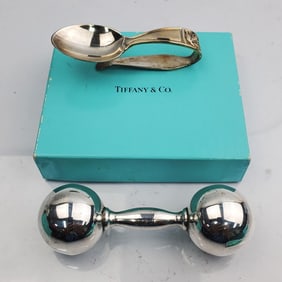 Tiffany & Co Lot of 2 Sterling Silver Baby Items