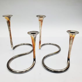 Michelsen Copenhagen Denmark Sterling Candlesticks
