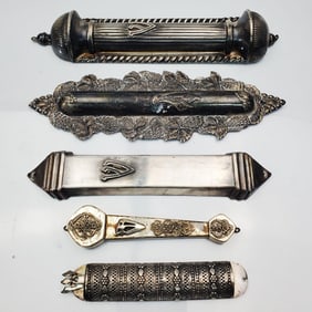 Lot of 5 Judaica Sterling Silver Mezuzah Cases