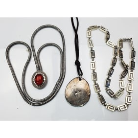 3 Vintage Unusual Sterling Silver Necklaces