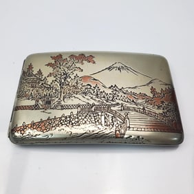 Antique Japanese Silver & Inlaid Metals Card Case
