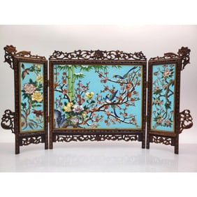 Fine Chinese Champleve Table Screen
