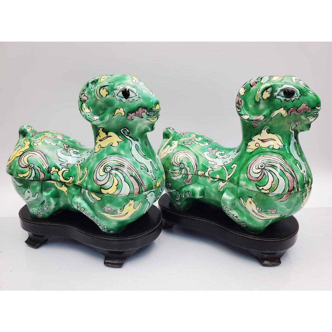Pair of Chinese Glazed Porcelain Covered Boxes (1 of 5)