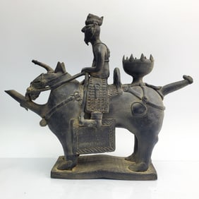 Chinese Signed Black Terracotta Burial Pitcher
