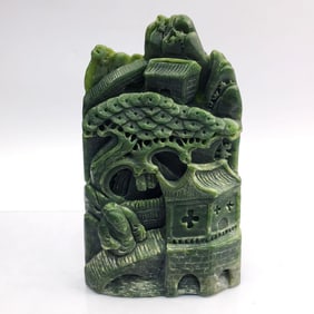 Chinese Green Jade Carved Figure