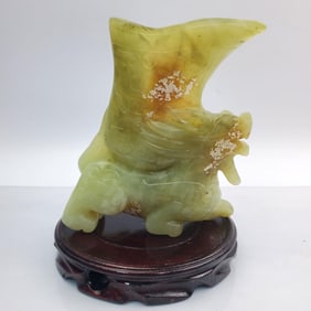 Chinese Archaic Style Old Jade Cup Figure