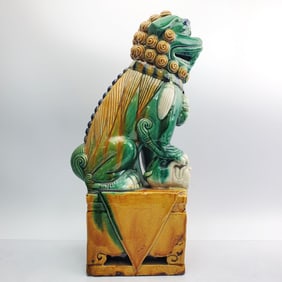 Chinese Large Glazed Pottery Foo Dog Figure