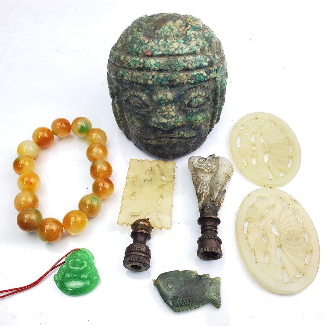 Lot of Chinese Jade & Hard Stone Items (1 of 2)