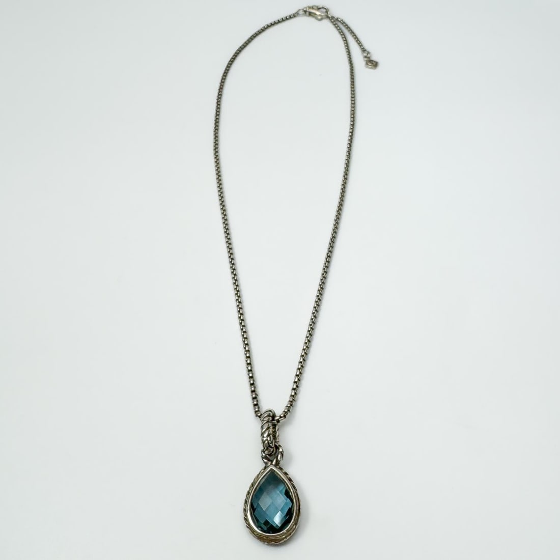 David Yurman Sterling Silver & Blue Stone Necklace (1 of 4)