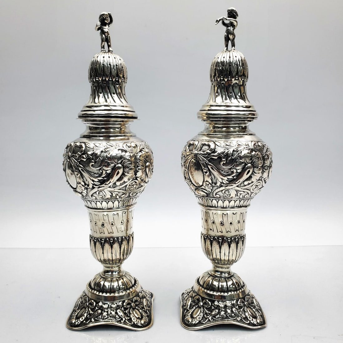 2 Large Figural German 800 Silver Sugar Castors (1 of 6)