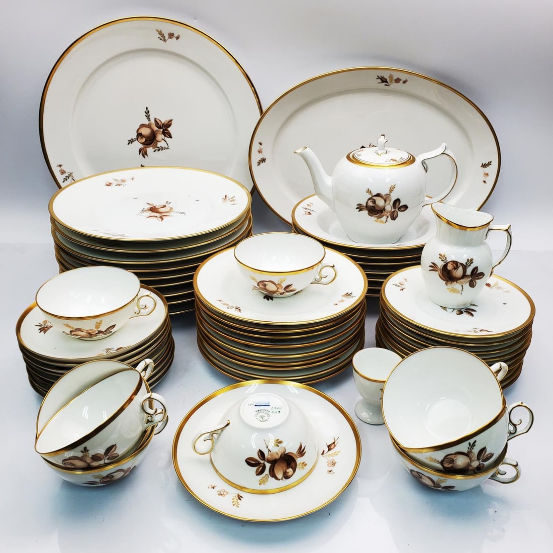 58pc Royal Copenhagen Brown Rose Dinnerware Set (1 of 7)