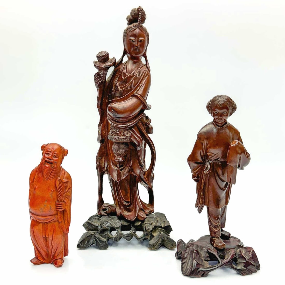 Lot of 3 Chinese Boxwood Carved Figures (1 of 5)