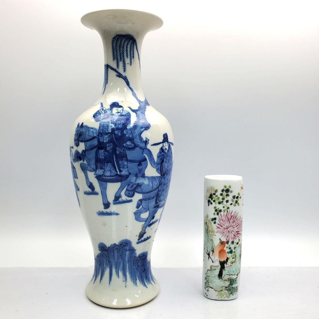 Lot of 2 Chinese Porcelain Items- Vase & Arm Rest (1 of 6)