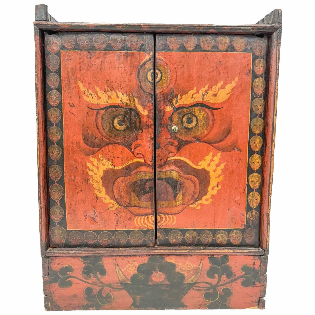 Antique Tibetan Hand Painted Offering Cabinet (1 of 6)