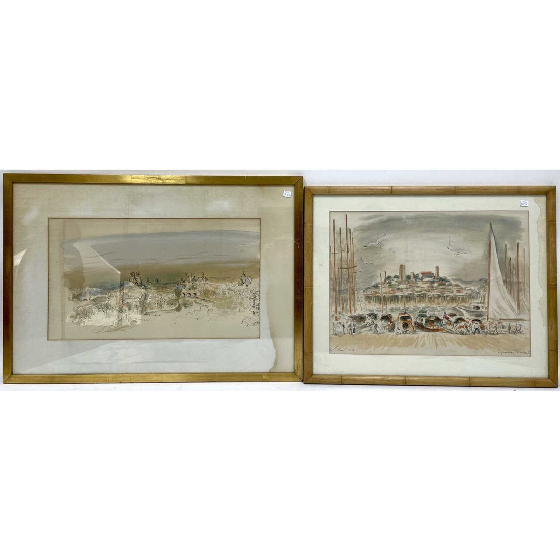 Andre Hambourg, French (1909-1999) 2 Lithographs: Andre Hambourg, French (1909-1999) 2 Signed Old Lithographs. Both with Original Frames Under Glass. Has Not Been Examined Out of Frame. Condition: Generally Very Good. Dimensions: Larger Sight- 24" x