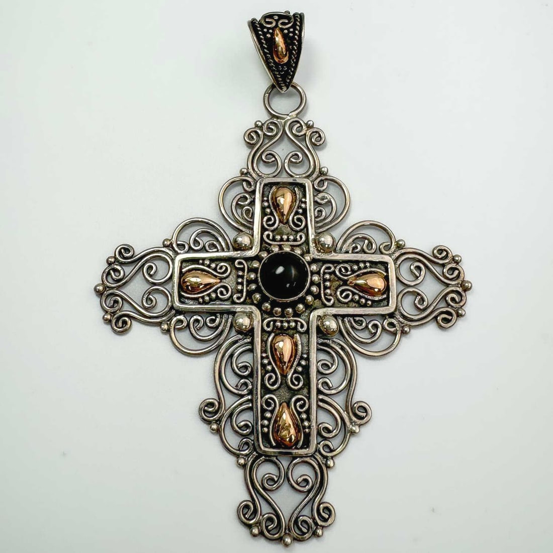 Sterling Silver & 18K Gold Large Cross Pendant (1 of 5)