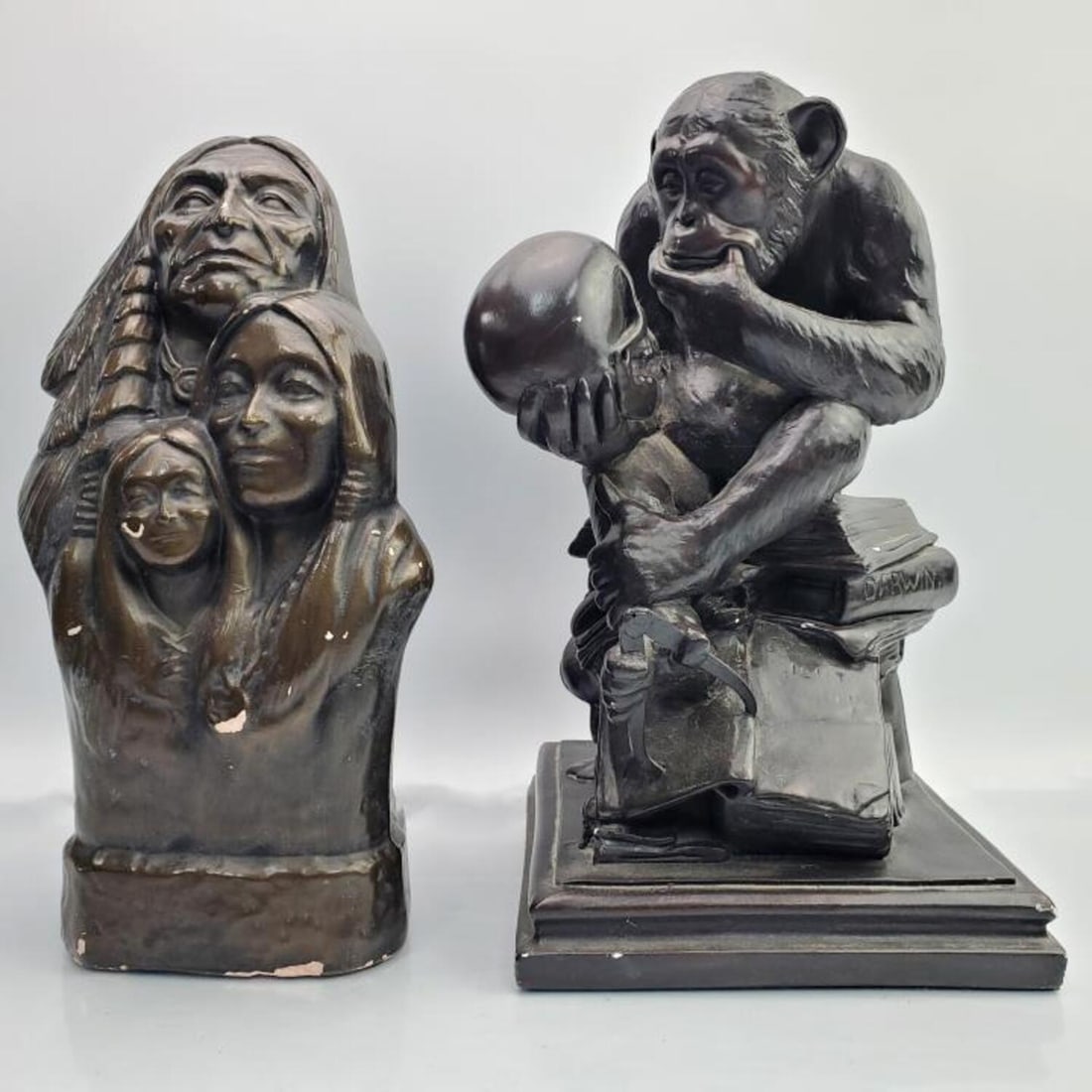 Lot of 2 Vintage Glazed Chalk Ware Statues (1 of 7)