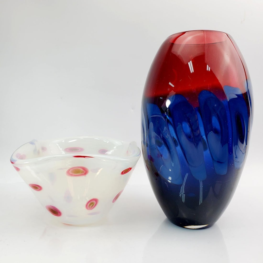 Lot of 2 Vintage Art Glass Items: Lot of 2 Vintage Art Glass Items Including a Signed Samson Vase Dated '03 & a Probably Italian Murano Bowl.Condition: Both Are in Excellent Condition. Dimensions: Vase-H-8.75". Bowl-Dia-5.6" x H-3.5".