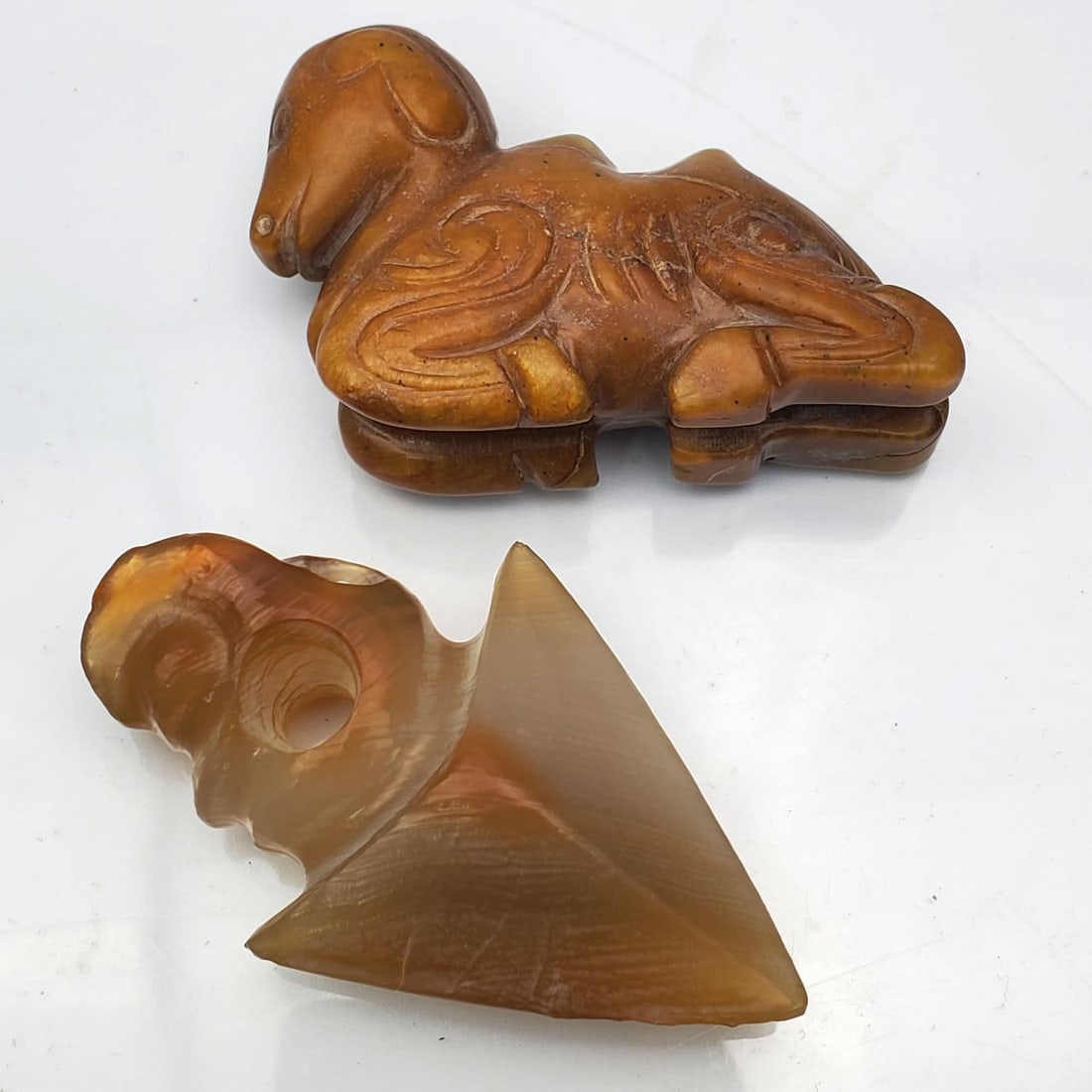 Chinese Lot of 2 Carved Stone Items (1 of 1)
