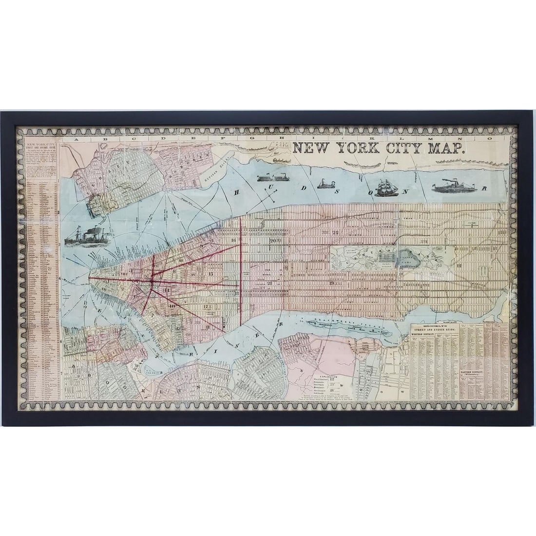 Original Hand Colored Map of New York City c.1857 (1 of 3)