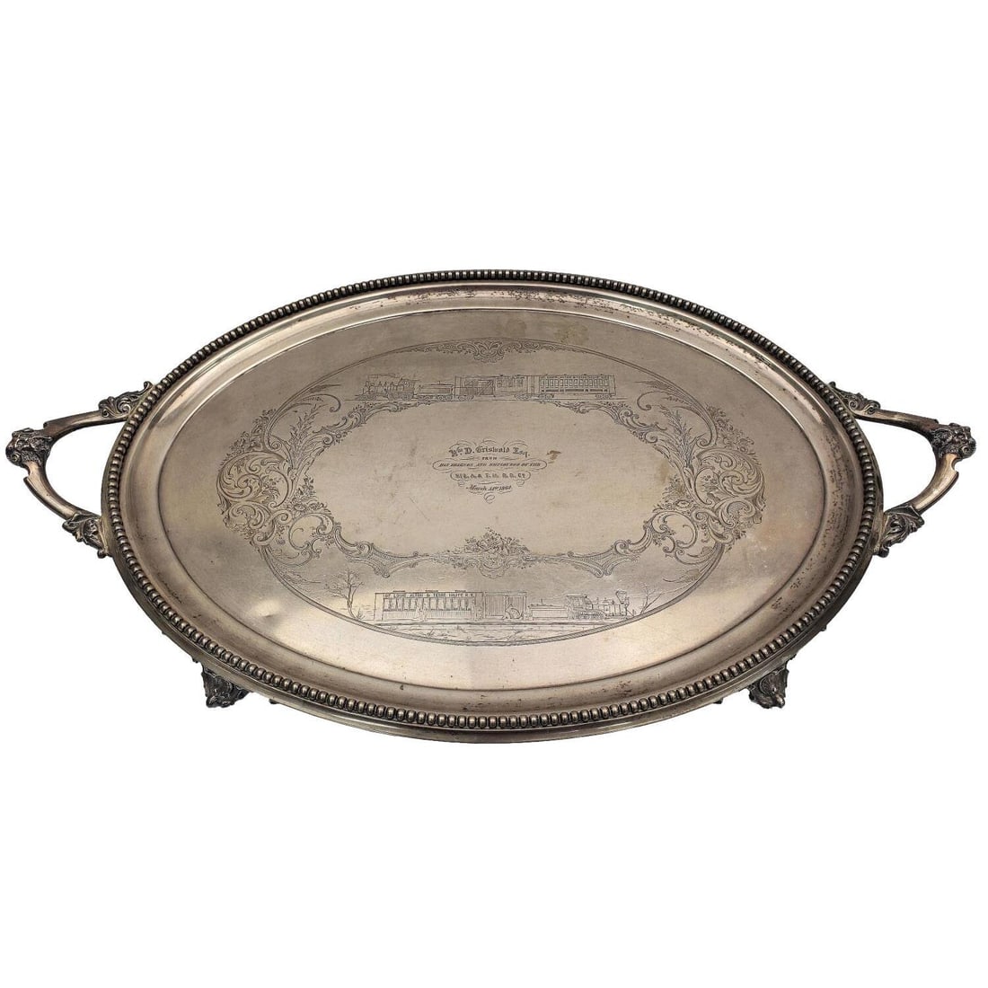Antique Gorham Railroadiana Coin Silver tray 1864 (1 of 13)