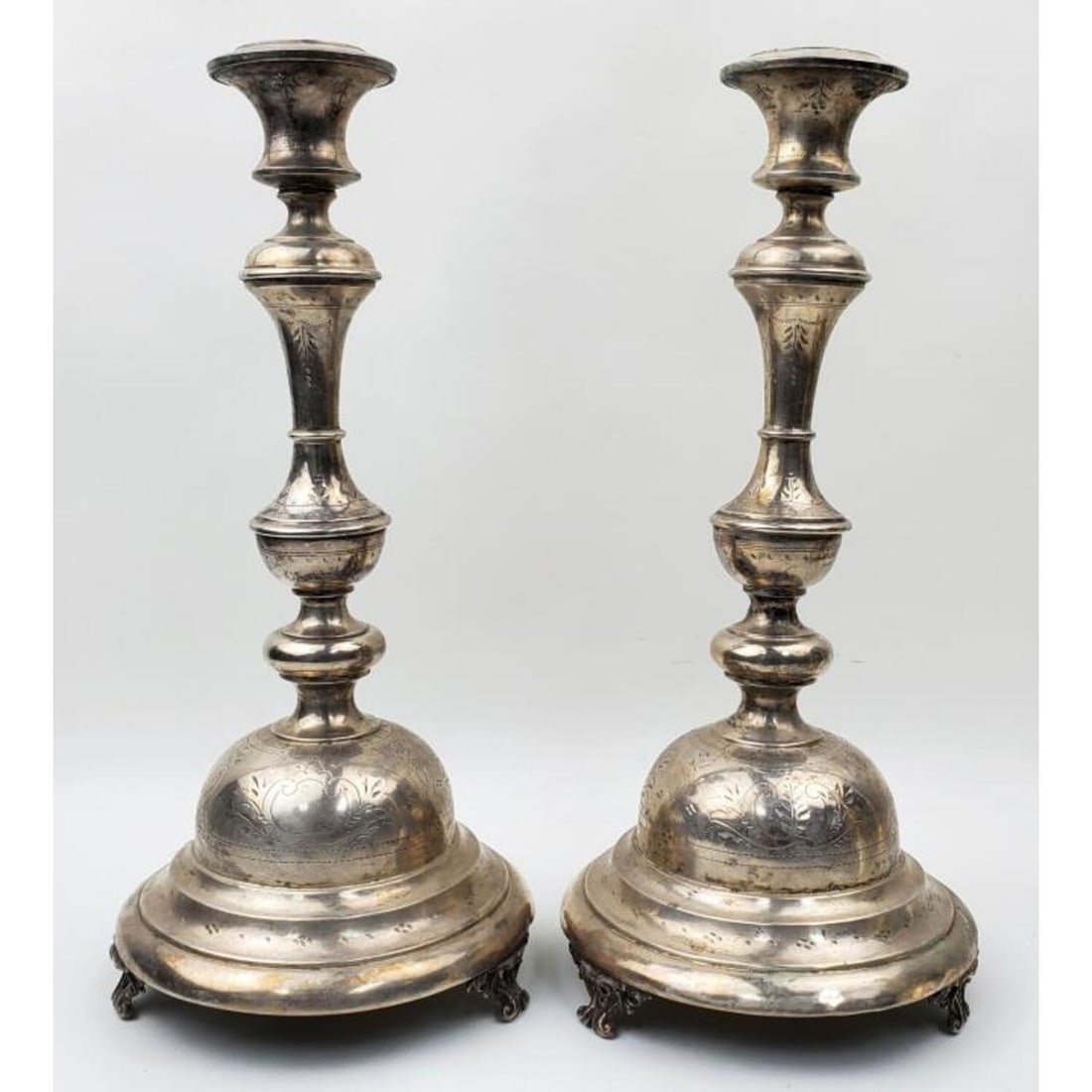 Pr. Antique19thc  Austrian 800 Silver Candlesticks (1 of 4)