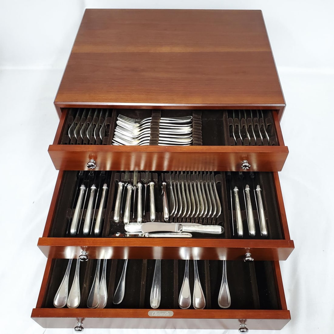 105pcs Sterling Silver Christofle "Perles" Set (1 of 14)