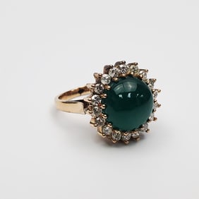 Cabochon Emerald, Diamond & 14K Gold Ring