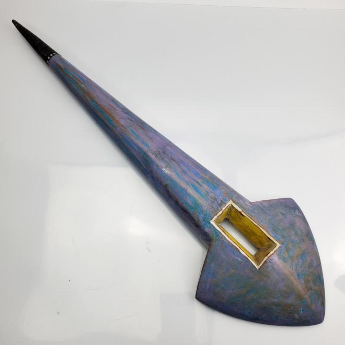 Randy Shull (b. 1962) Carved Wood Sculpture: Randy Shull, American (Born 1962) Unusual Carved Wood Sculpture. Signed on the Back & Dated 1989. Condition: Excellent. Dimensions: L-24" x W-7". Provenance: From a New York City Home. Please note the