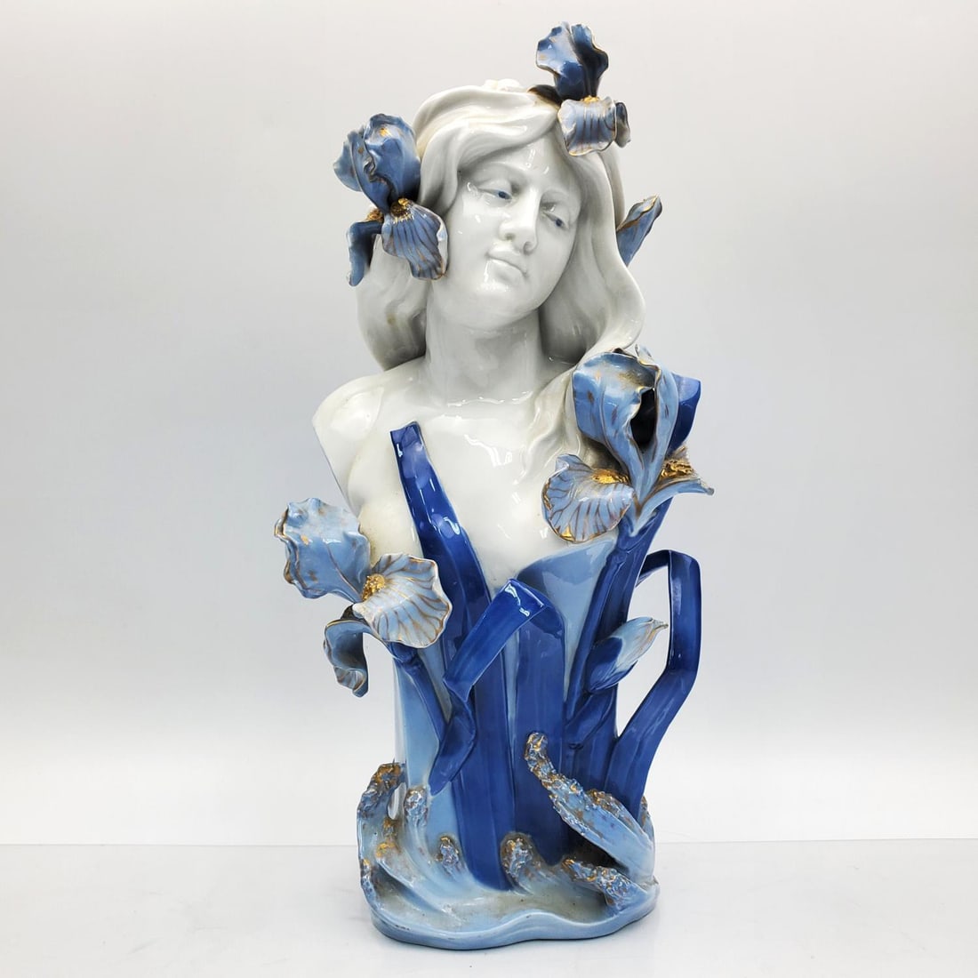 Antique Austrian Art Nouveau Glazed Porcelain Bust (1 of 6)