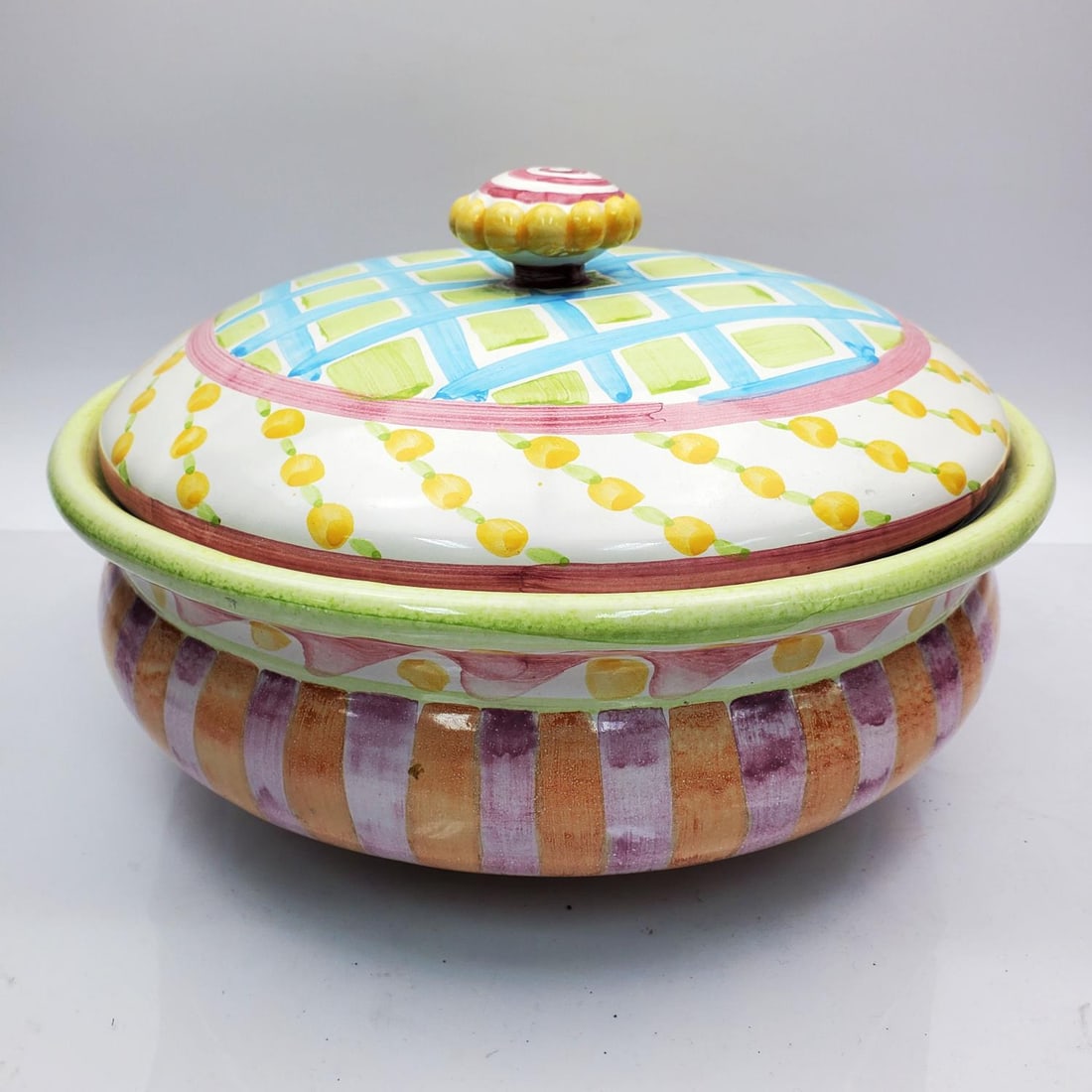 Mackenzie-Childs Large Tureen in "Taylor" Pattern (1 of 6)