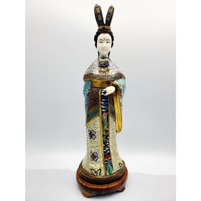 Large Chinese Cloisonne Figure of a Standing Woman