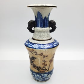 Signed Chinese Glazed Porcelain Multi Color Vase