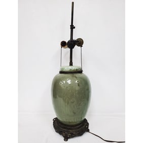Antique Chinese Celadon Glazed Ginger Jar Lamp