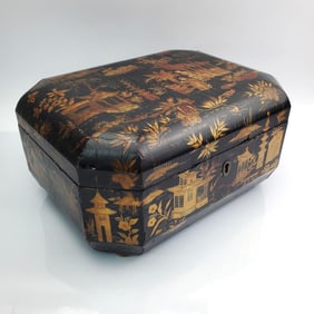 Fine 19thc. Chinese Export Lacquer Sewing Box