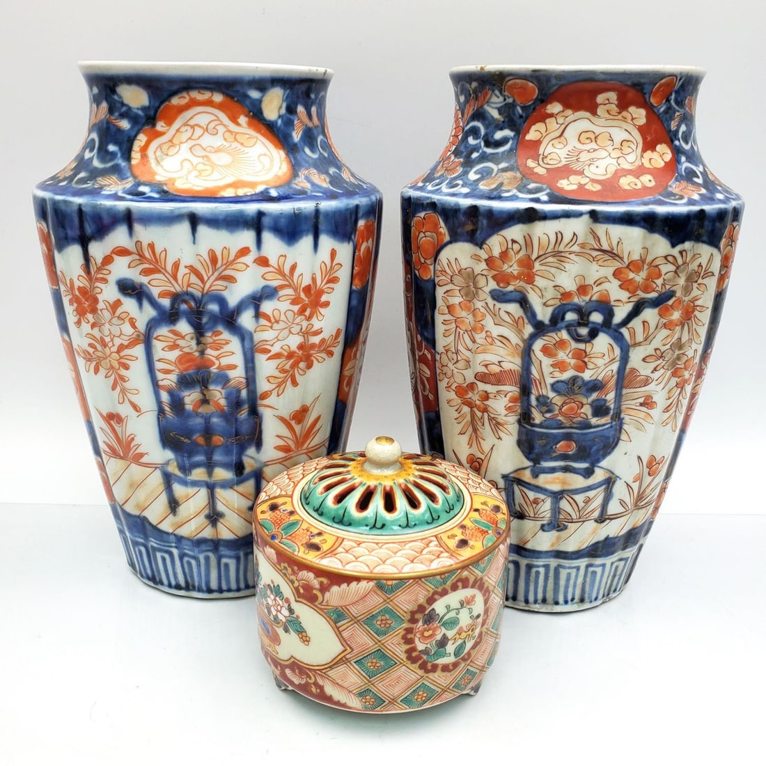 3 Antique Japanese Imari Meiji Signed Porcelain (1 of 5)