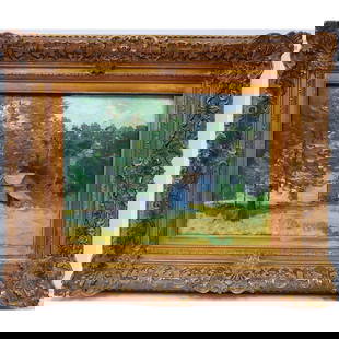 Antique Impressionistic Painting Oil on Board: Antique Impressionistic Painting Oil on Board Attributed to Emile Gruppe or Anthony Thieme. Apparently Unsigned. Beautifully Original Frame. Condition: Excellent. Dimensions: Sight-16" x 11.75". Frame