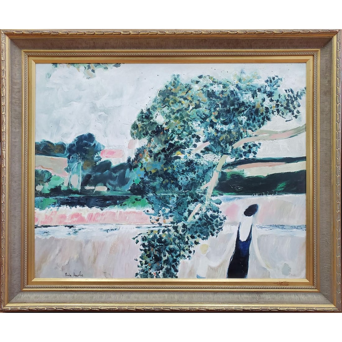 After Andre Brasilier Large Painting: After Andre Brasilier Large Painting, Oil on Canvas. Beautifully Framed. Condition: Excellent. Dimensions: Sight- 40" x 32", Frame- 48" x 40". Provenance: From a Long Island, NY Home. Please note the