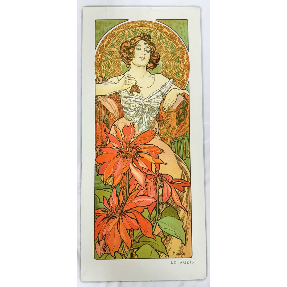 Alphonse Mucha, French (1860-1939) Print: Alphonse Mucha, French (1860-1939) Print "Le Rubis" Published by J.P. Remond. Probably c.1970's. Unframed. Condition: Generally Good. Dimensions: Paper-27" x 12". Provenance: From a Long Island, NY Ho