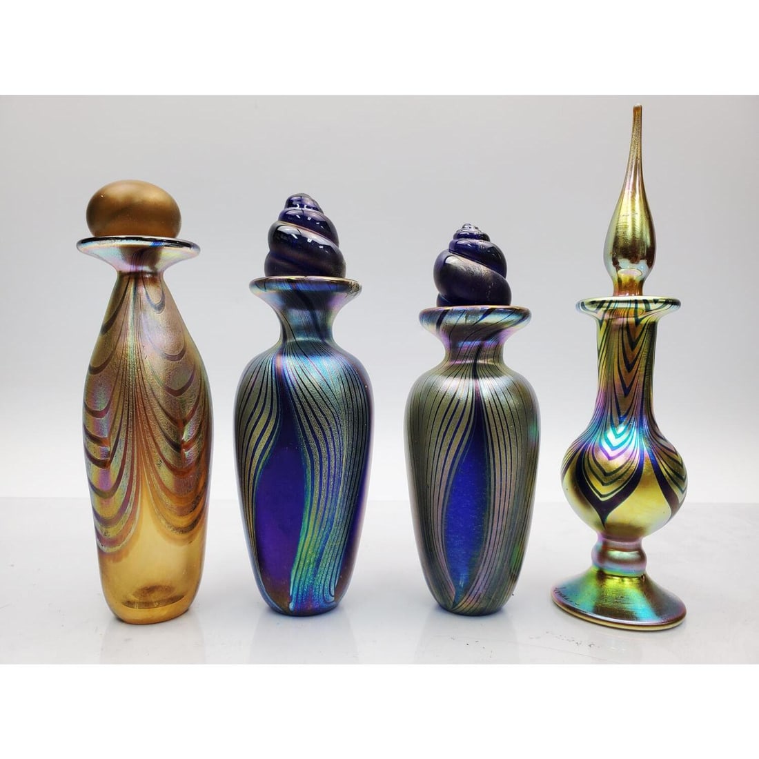 4 Signed Iridescent Pulled Feather Glass Perfumes (1 of 6)