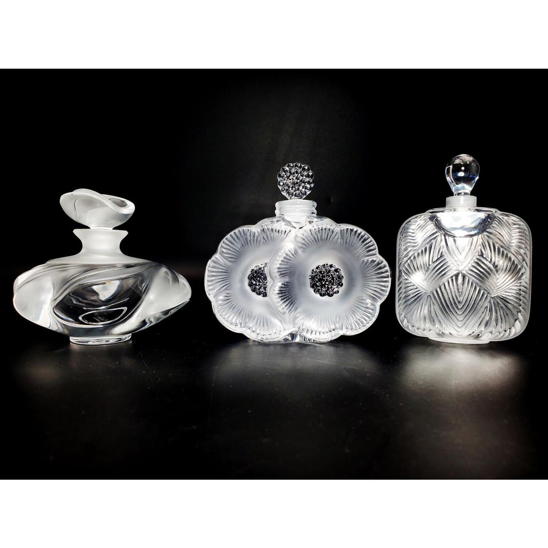 3 Vintage Lalique Crystal Flacon Perfume Bottles (1 of 7)