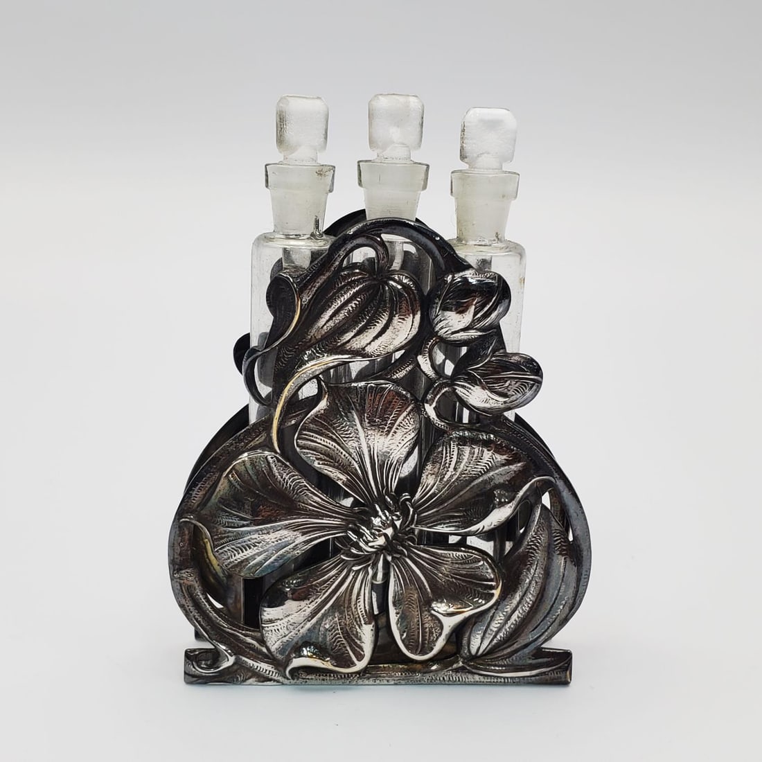 Art Nouveau Silvered Metal Perfume Holder (1 of 3)
