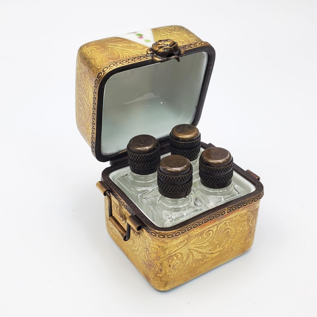 Vintage Limoges France Porcelain Box w/ Bottles (1 of 5)