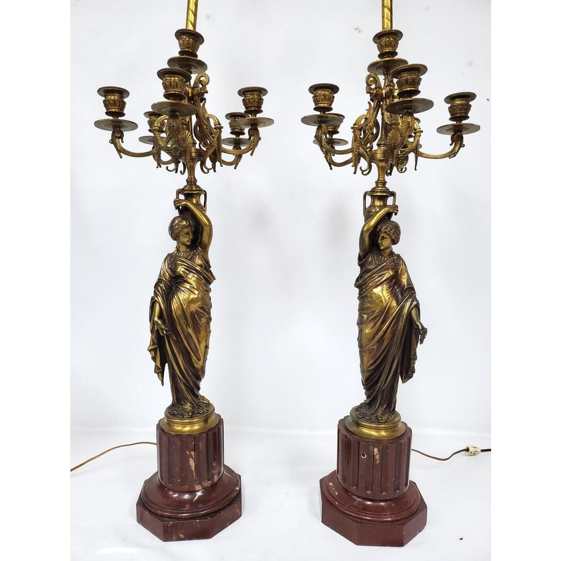 Large Pair of Antique Bronze Candelabras (1 of 9)