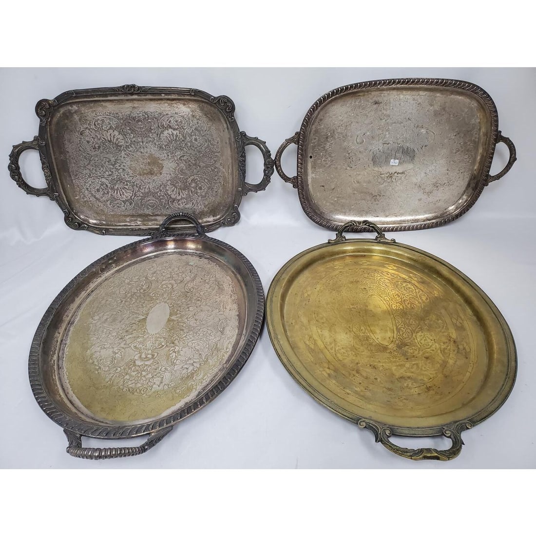 Lot of 4 Silver-Plated Antique Trays (1 of 5)