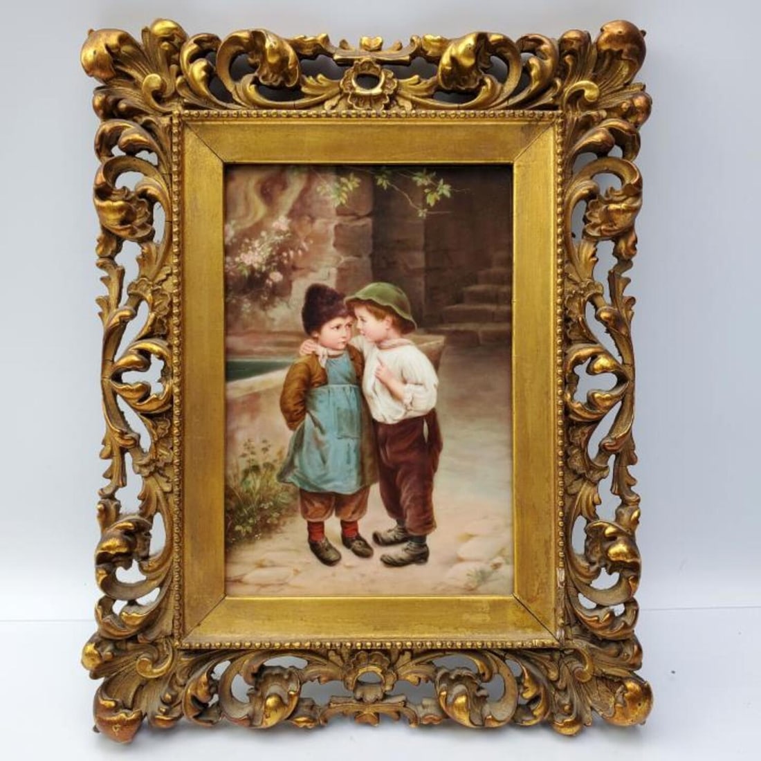 Antique KPM Porcelain Plaque "Gossip Boys" (1 of 5)